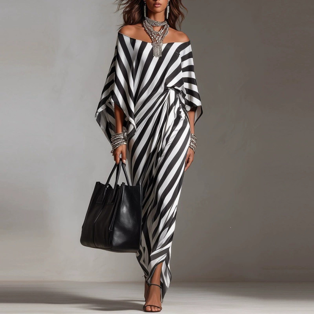 ZARA Women Loose Striped Off Shoulder Dress Spring Summer Fashion - Picture 6 of 6